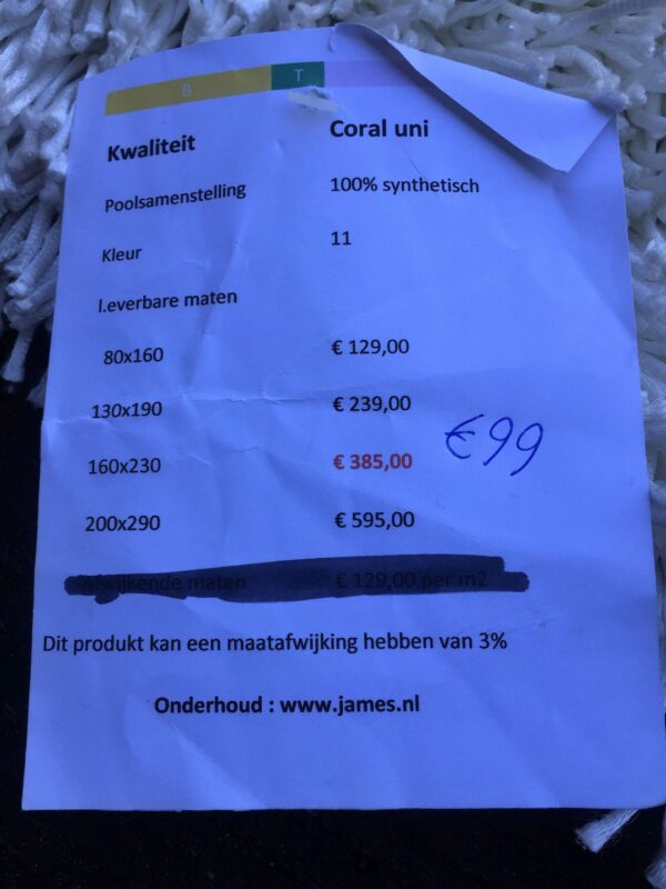 (n)Karpet Coral Uni 160 x 230 cm van € 385-, voor € 99-, - Afbeelding 2