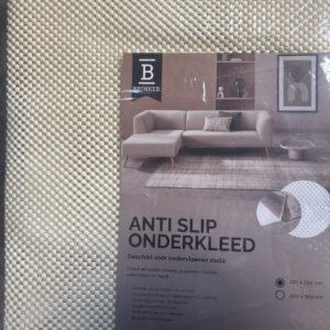 (n)Antislip mat/ondertapijt  Brinker voor karpetten 160 x 230 cm van € 32,95 voor € 19,95 makkelijk te snijden/knippen op de gewenste maat.